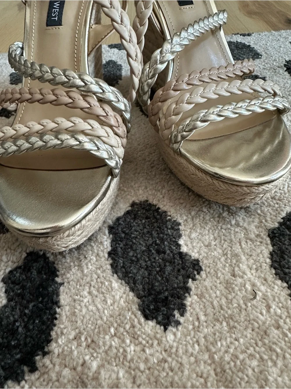 Nine West Beige and Silver Braided Espadrille Heels
